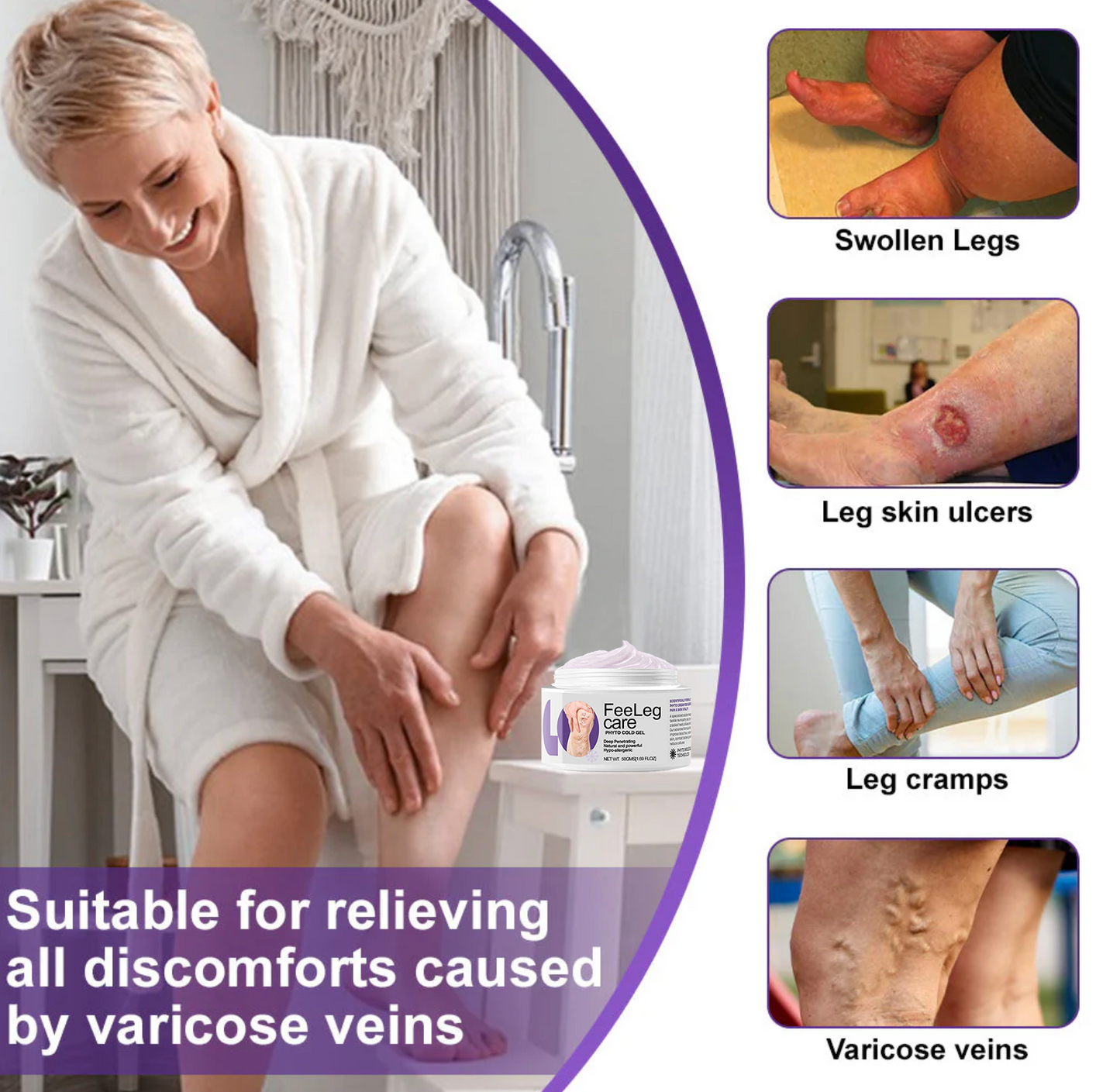 𝐎𝐮𝐫𝐥𝐲𝐚𝐫𝐝® 𝐅𝐞𝐞𝐋𝐞𝐠 𝐂𝐚𝐫𝐞 𝐏𝐡𝐲𝐭𝐨 𝐆𝐞𝐥 - Treat Varicose Veins, Swelling, Cramps, and Leg Pain