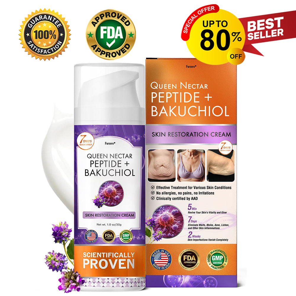 FDA Official: Furzero® Queen Nectar Peptide + Bakuchiol Skin Restoration Cream - Anti-aging, Hydrating, Skin Firming & Lifting, Skin Repair, Even Tone, Acne and Dark Spot Treatment, Wart and Mole Removal, and Psoriasis Relief.