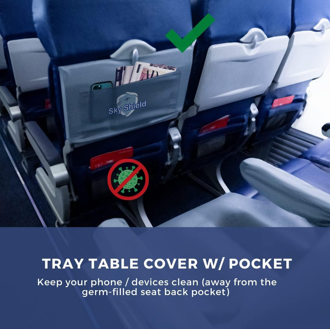 SkyShield Travel Safety Kit (2 Full Sets) - Airplane Seat Covers, Armrest and Tray Table Covers