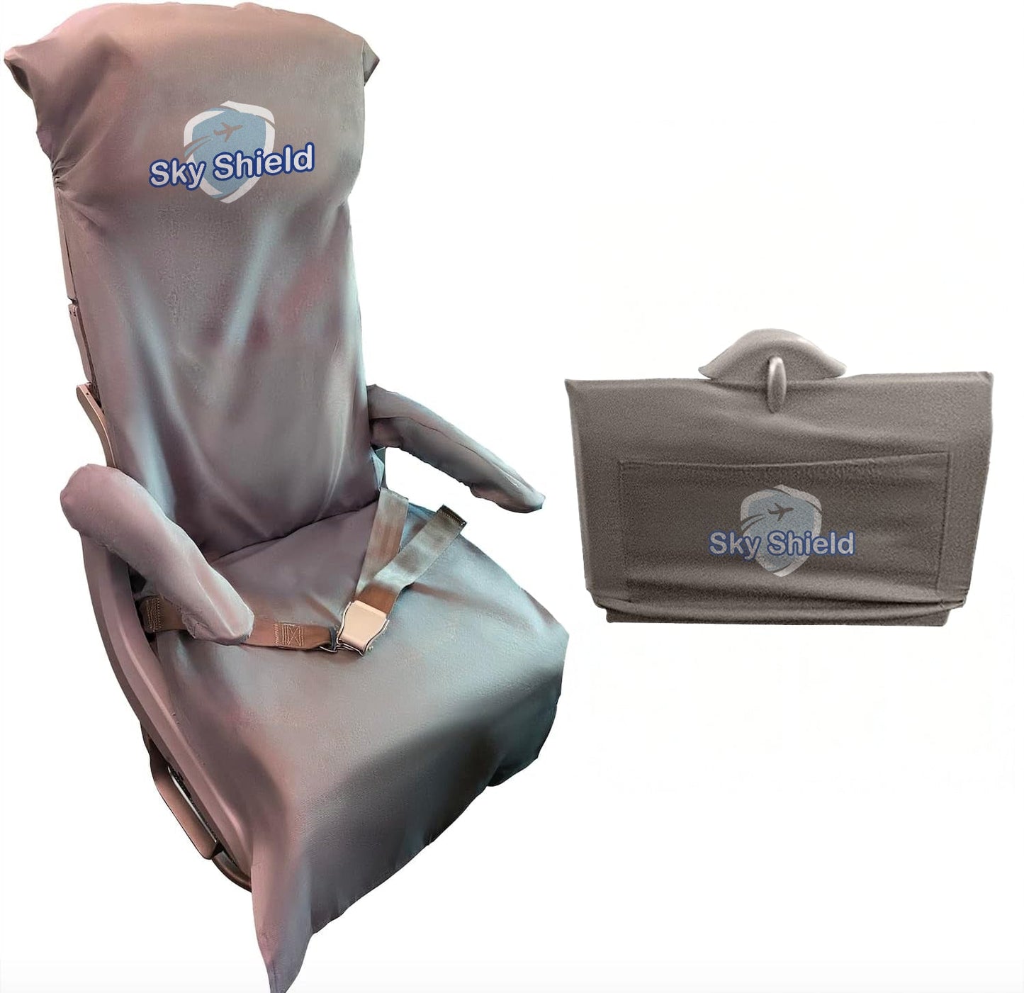 SkyShield Travel Safety Kit (2 Full Sets) - Airplane Seat Covers, Armrest and Tray Table Covers