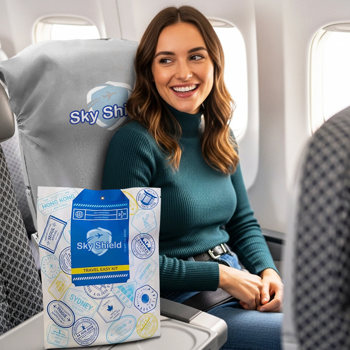 SkyShield Travel Safety Kit (2 Full Sets) - Airplane Seat Covers, Armrest and Tray Table Covers